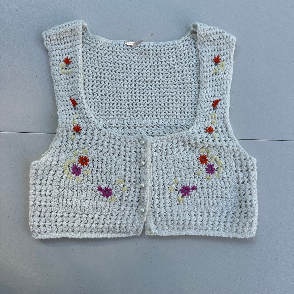 Free People Floral Knitted Top